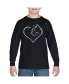 ფოტო #1 პროდუქტის Cat Heart - Boy's Child Word Art Long Sleeve T-Shirt