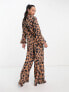 Never Fully Dressed wide leg jumpsuit in leopard print
