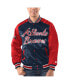 Фото #1 товара Men's Navy, Red Atlanta Braves Varsity Satin Full-Snap Jacket