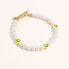 Фото #1 товара 18K Gold Plated Freshwater Pearls with Smiley Face - HaHa Bracelet 9" For Women and Girls
