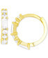 ფოტო #1 პროდუქტის Cubic Zirconia Round & Baguette Extra Small Hoop Earrings in 14k Gold, 0.39"