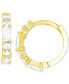 Cubic Zirconia Round & Baguette Extra Small Hoop Earrings in 14k Gold, 0.39"