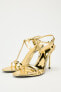 Metallic high-heel sandals with ankle strap