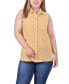 Фото #1 товара Plus Size Sleeveless Notch Collar Button Front Blouse