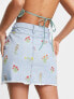 Фото #2 товара Miss Selfridge floral embroided denim skirt in mid wash