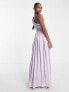 Anaya Petite Bridesmaid satin one shoulder thigh split dress in lilac