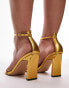 Фото #4 товара Topshop Wide Fit Goldie high heeled two part sandal in gold