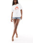 Pieces 'Honolulu' front print beach t-shirt in white Белый, L - EU 40 - фото #3