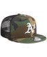 Фото #4 товара Men's Camo Oakland Athletics Woodland Camo Trucker 9FIFTY Snapback Hat