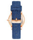 Фото #1 товара Women's Quartz Blue Faux Leather Band Watch, 36mm