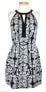 Alfani Women's Graphic Print Blouson Halter Dress Neutral Black Size 8