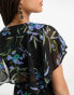 Фото #3 товара ASOS DESIGN wrap flutter sleeve mini tea dress in black floral