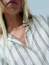 Фото #7 товара ASOS DESIGN cropped shoulder pad shirt in grey pinstripe