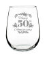 Фото #1 товара Happy 50th Anniversary Floral 50th Anniversary Gifts Stem Less Wine Glass, 17 oz
