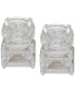 ფოტო #1 პროდუქტის Silver-Tone Oval & Emerald-Cut Crystal Button Earrings