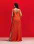 Фото #2 товара ASOS DESIGN Curve scoop neck raw edge bias maxi dress in burnt orange