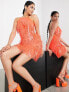 Фото #4 товара ASOS EDITION sequin shard halter mini dress in orange