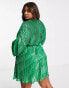 ASOS DESIGN Curve embellishment mini dress with blouson sleeve in green