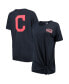 Women's Navy Cleveland Indians Scoop Neck Side Tie T-shirt