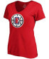 Women's Paul George Red LA Clippers Playmaker Logo Name Number V-Neck T-shirt