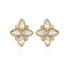 ფოტო #1 პროდუქტის Dark Glass Stone Flower Button Clip-On Earrings