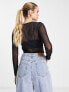 Фото #4 товара ASOS DESIGN Tall cropped long sleeve mesh top in black
