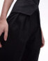 Фото #2 товара Topshop wide leg linen tailored trouser in black