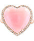 ფოტო #3 პროდუქტის EFFY® Pink Opal (10-9/10 ct. t.w.) & Diamond (1/5 ct. t.w.) Heart Ring in 14k Rose Gold