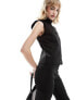 Фото #3 товара Mango tech zip front waistcoat in black