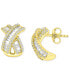 ფოტო #1 პროდუქტის Cubic Zirconia Round & Baguette Crossover Curved Stud Earrings in Sterling Silver