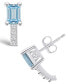 Фото #1 товара Aquamarine (1 ct. t.w.) and Diamond (1/8 ct. t.w.) Stud Earrings in 14K White Gold