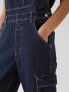 Relaxed Denim Cargo Overalls