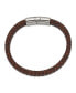 Фото #2 товара Stainless Steel Polished Brown Braided Leather 11.50mm Bracelet