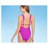 Juniors' Ribbed Ruffle Shoulder One Piece Swimsuit - Xhilaration Fuchsia L,