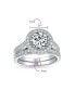 Фото #5 товара Art Deco Style 3CT Round CZ Halo Pave Band Ring Set For Women .925 Sterling Silver