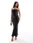 Фото #1 товара In The Style exclusive liquid satin bandeau cut out back maxi dress in black