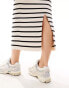 Vila lightweight knit maxi skirt co-ord in cream stripe