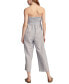 Women's Striped Strapless Cotton-Linen Cropped Jumpsuit Blue Jewel Stripe, XS - фото #2