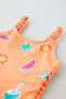 1-6 years/ printed swimsuit with gathered detail