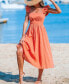 Фото #2 товара Women's Red Square Neck Flutter Midi Beach Dress