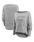 ფოტო #4 პროდუქტის Women's Heathered Gray Los Angeles Lakers Nostalgia Off-The-Shoulder Long Sleeve T-shirt