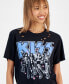 ფოტო #3 პროდუქტის Juniors' Kiss Distressed Graphic T-Shirt