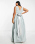 TFNC Plus Bridesmaid bow back maxi dress in sage green