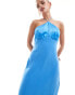 Forever New Petite halterneck contrast maxi dress in baby blue детский синий, 36 - фото #4