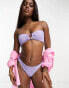 Фото #3 товара Miss Selfridge crinkle heart trim bandeau bikini top in lilac