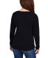 Фото #2 товара Petite Long Sleeve Studded Colorblocked Split Neck Top