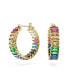 ფოტო #1 პროდუქტის Multicolored Baguette Cut Gold-Tone Plated Matrix Hoop Earrings
