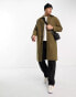 Original Penguin relaxed fit overcoat in khaki