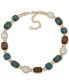 Фото #1 товара Gold-Tone Multicolor Stone Collar Necklace, 16" + 3" extender