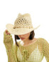 My Accessories adjustable straw cowboy hat with shell trim in beige